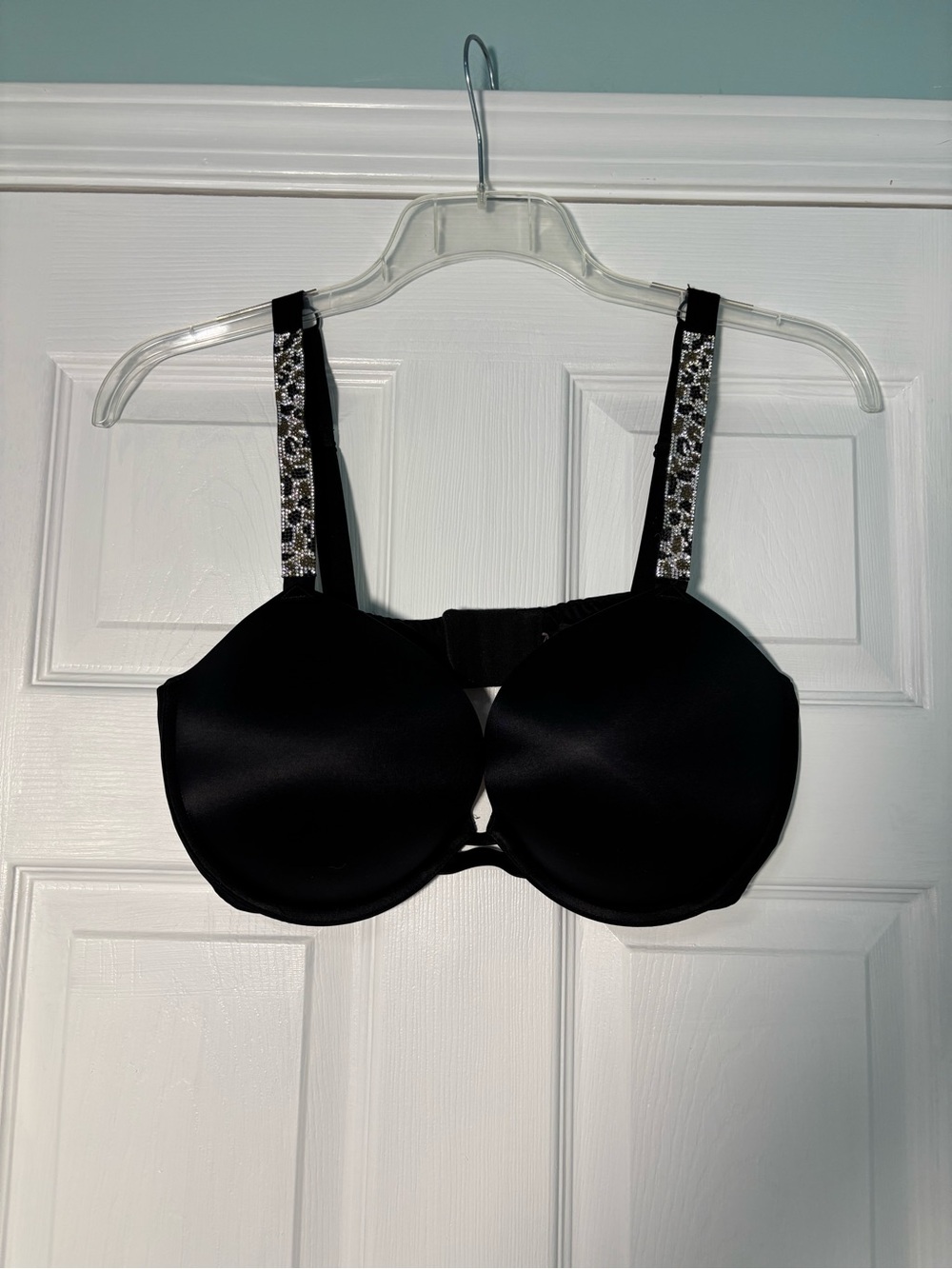 Victoria's Secret Black T-Shirt Bra with Jeweled Straps